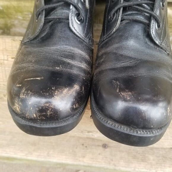 Vintage 70s Vietnam Grunge Punk Black Leather Military Issue Combat Moto Boots 6 - Picture 12 of 12